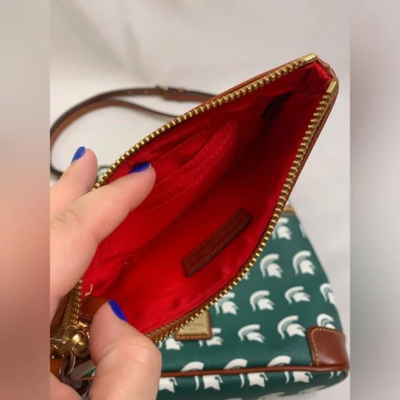 Dooney and Bourke Michigan State University MSU double zip crossbody bag wallet